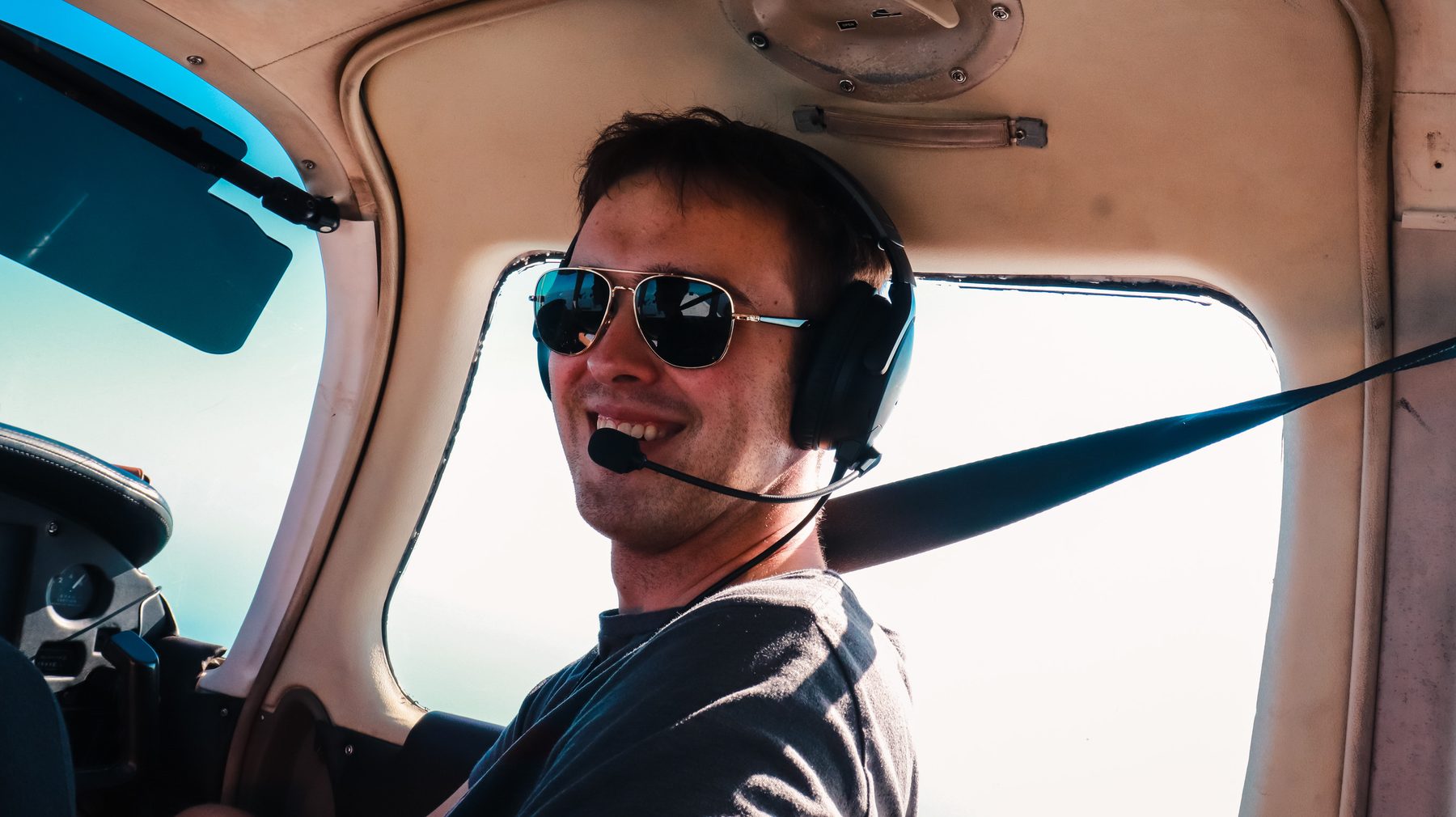 Andrew Serrazina instructing in the cockpit